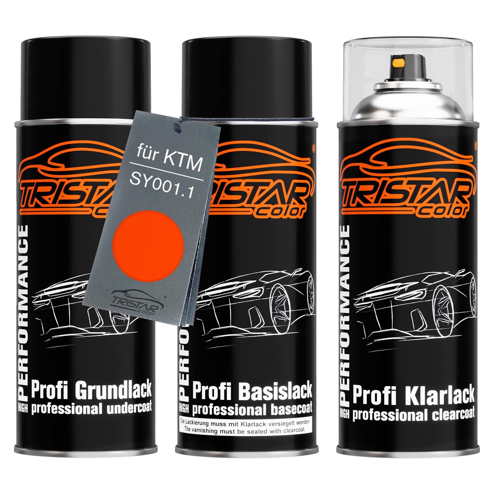 TRISTARcolor Motorcycle paint Spray can set for KTM SY001.1 Orange under + base coat clear coat spray can 400ml