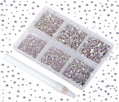 Miniatura 77 de 2880 diamantes de imitación para arte de uñas, sin termofijación, fijación con pegamento, cristales redondos de vidrio con base plana para hacer