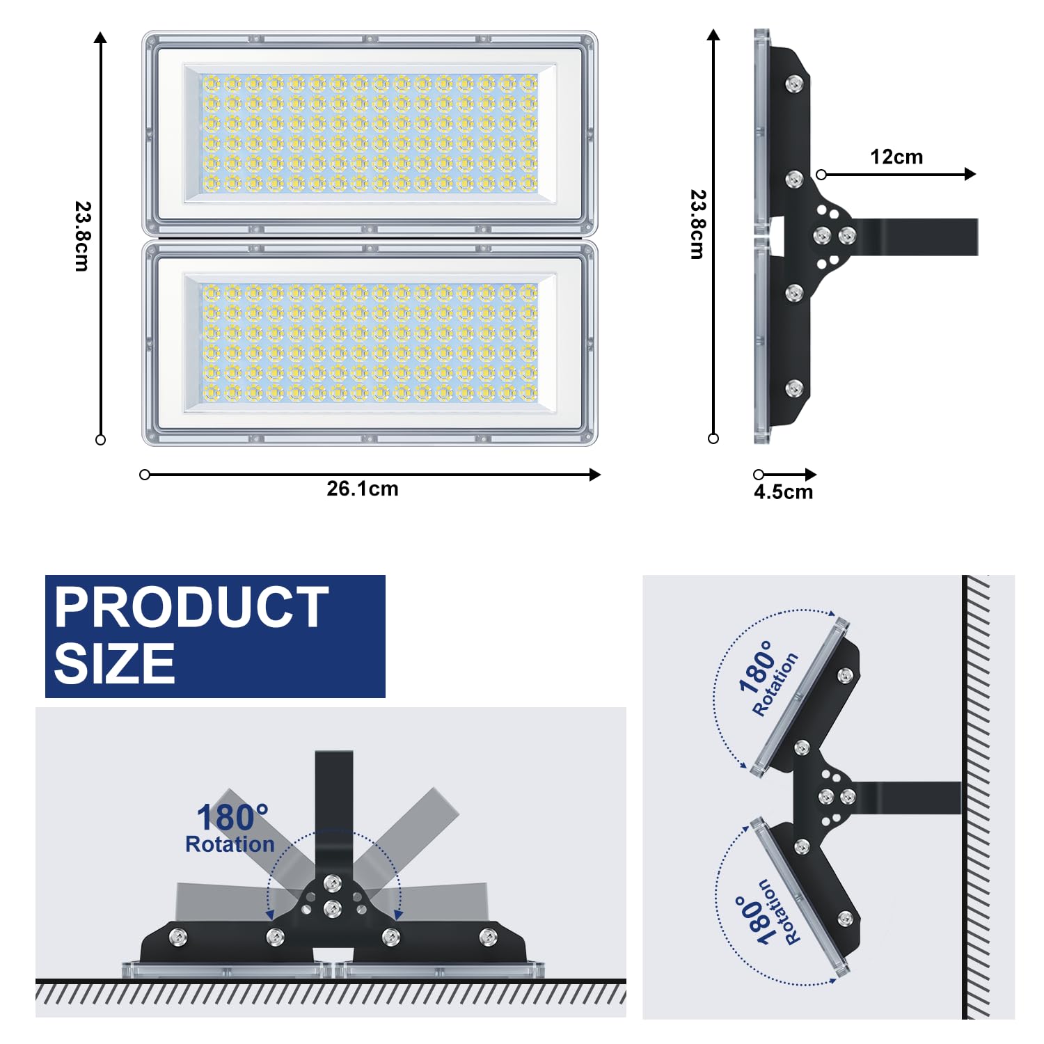 LED Strahler Außen 200W 20000LM Superhell LED Fluter Außen 2 Stück | Aussenstrahler Wasserdicht IP67, 6500K Kaltweiß Außenleuchte LED Scheinwerfer 85-265V für Garten, Garage, Fabrik, Sportplatz