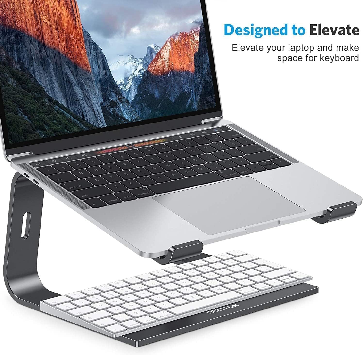 OMOTON Laptop Stand, Detachable Mount for MacBook Air/Pro Dell HP Black | 11-17" Laptop Holder for Desk, Notebook Computer Mount, Lightweight Cooling for Desk, Ergonomic Home Office