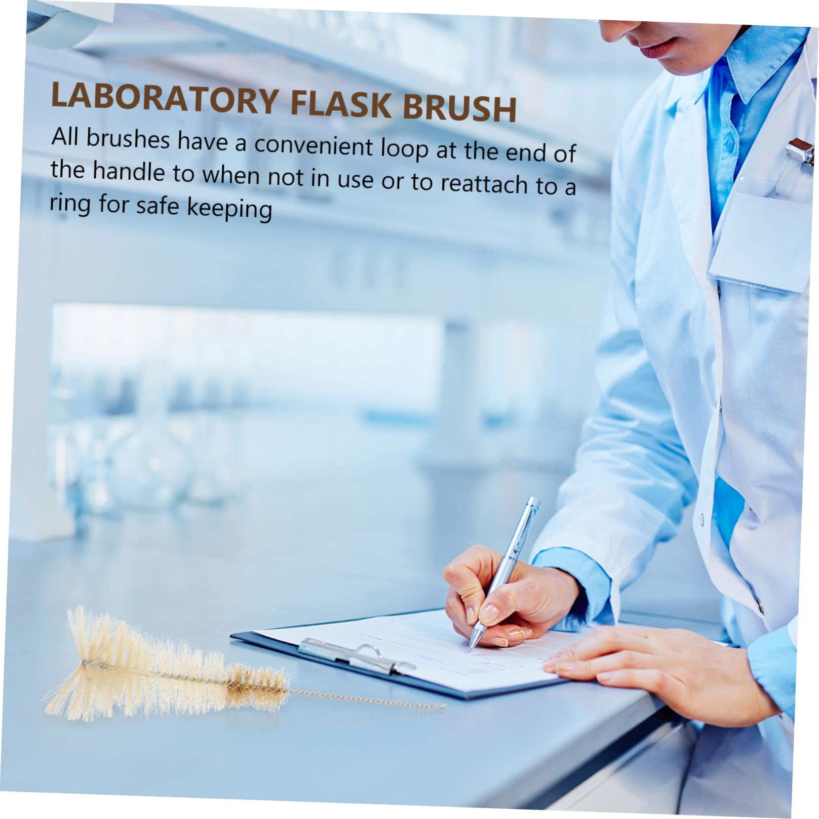 ULTECHNOVO 10 Piezas Cepillo Para Matraces Erlenmeyer Limpieza Erlenmeyer Cepillo De Limpieza De Tubos De Laboratorio Cepillo Para Matraces De Laboratorio Botella Nailon Vidrio Pincel