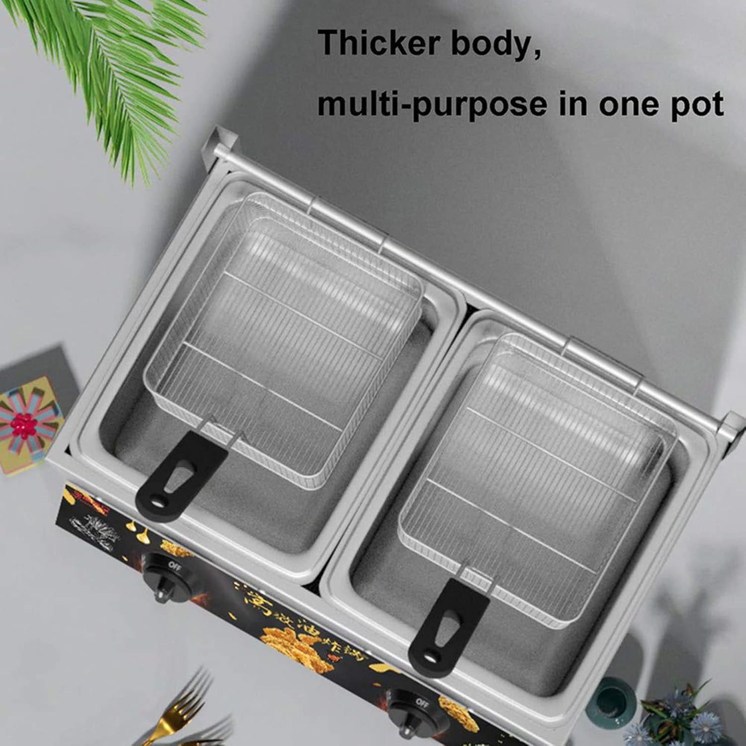 ステンレススチールフライヤー、22Lの電気フライヤー付きバスケット