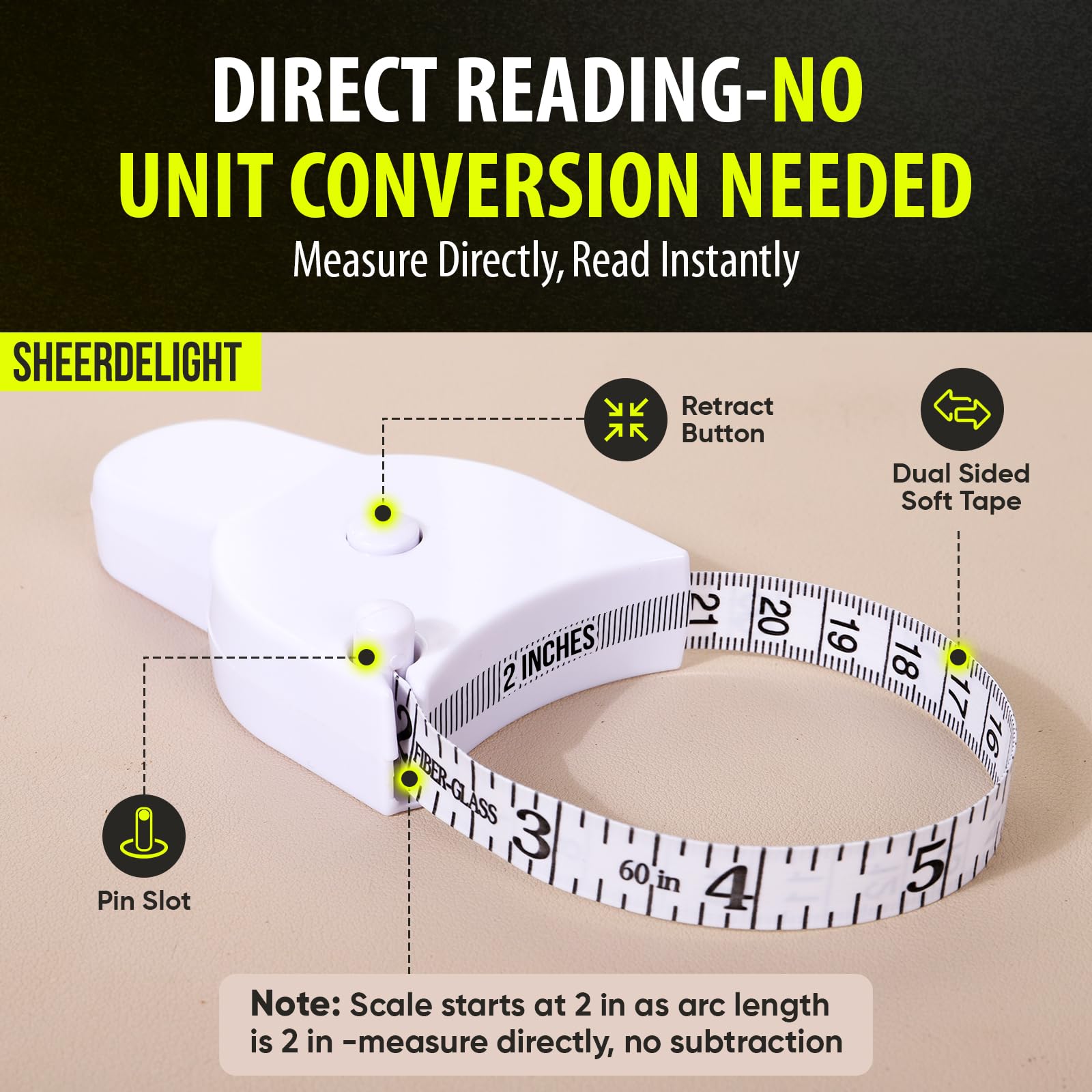 SheerDelight Body Measuring Tape, 2 Pack Retractable Body Tape Measure — Amazon image 6