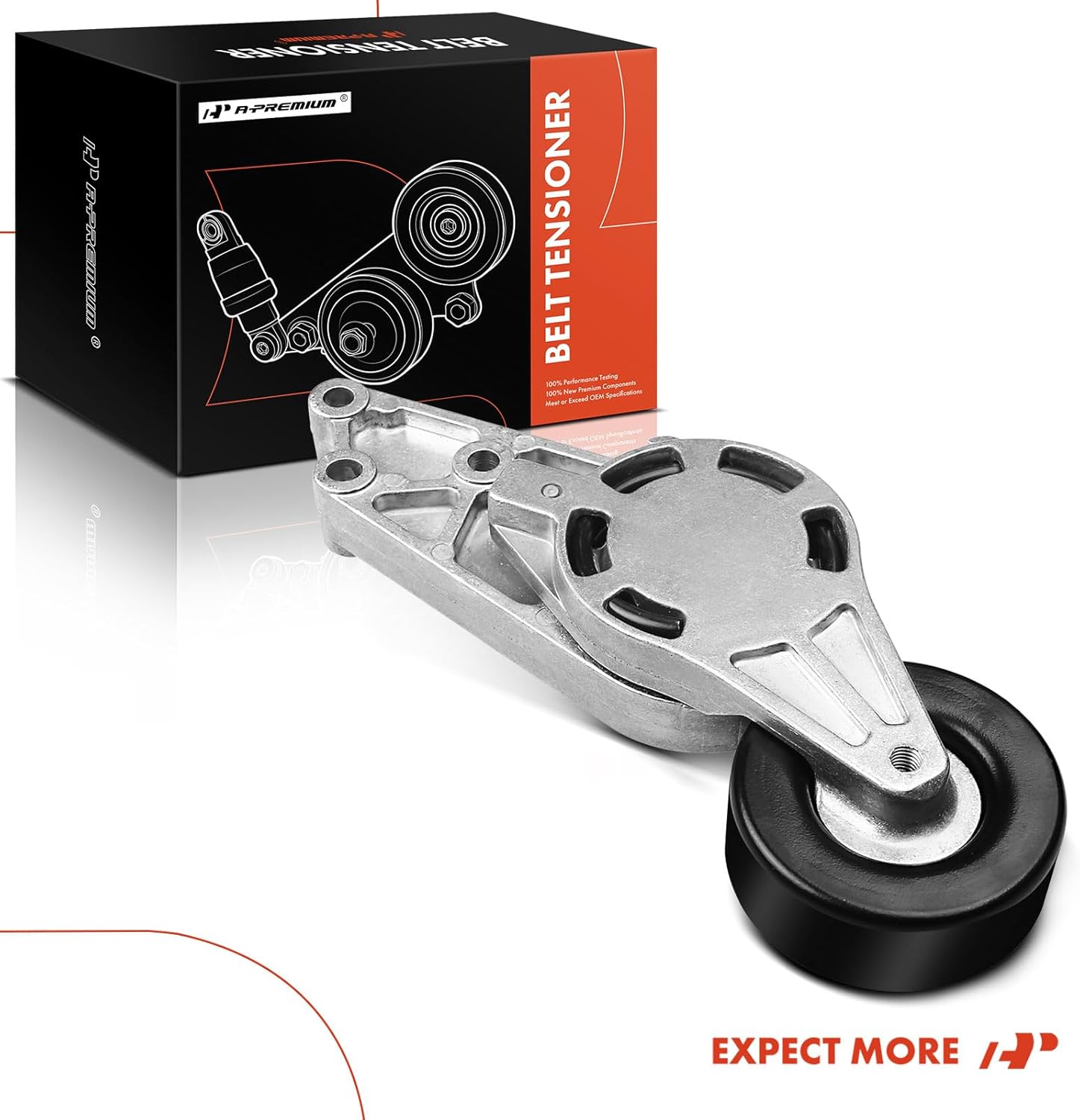 A-Premium Belt Tensioner Assembly with Pulley Compatible with Audi A4 A4 Quattro 2002-2008 L4 1.8L 2.0L, Replace# 06B903133D, 06B903133E
