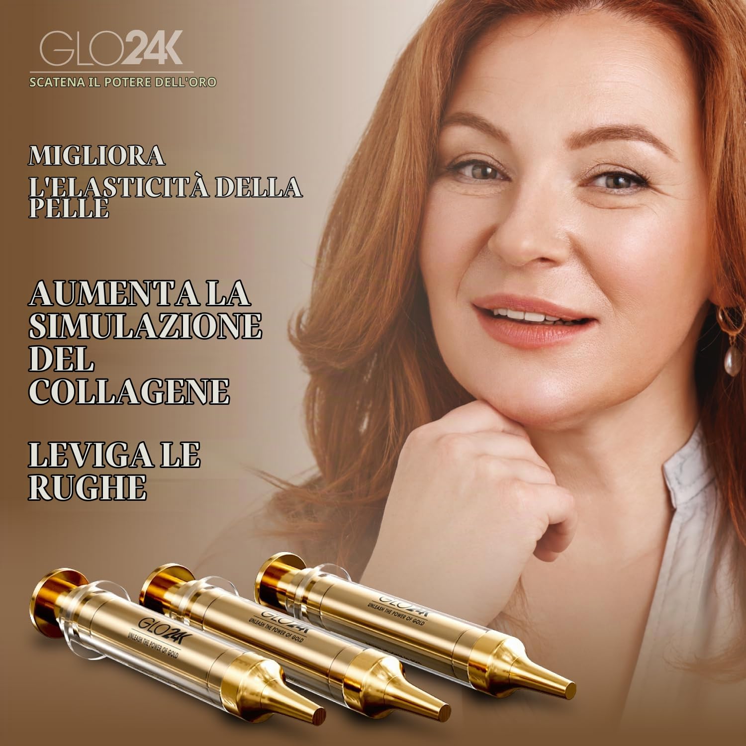 GLO24K Crema lifting istantanea con 24k, non chirurgica, antirughe ad azione rapida