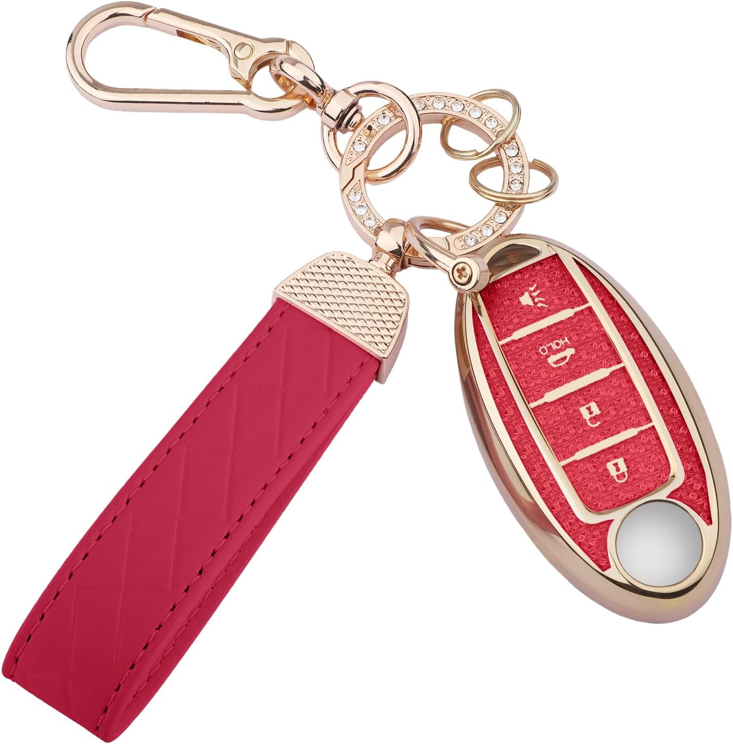 for Nissan 3 Buttons Key fob Cover, Soft TPU Keys Protector Bling Key Fob Keychain for Rogue Armada Pathfinder Versa Smart Key, Silver Pink