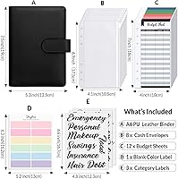 Vista 2 de SKYDUE Carpeta de presupuesto, carpeta de ahorro de dinero con sobres de cremallera, sobres de efectivo y hojas de presupuesto de gastos