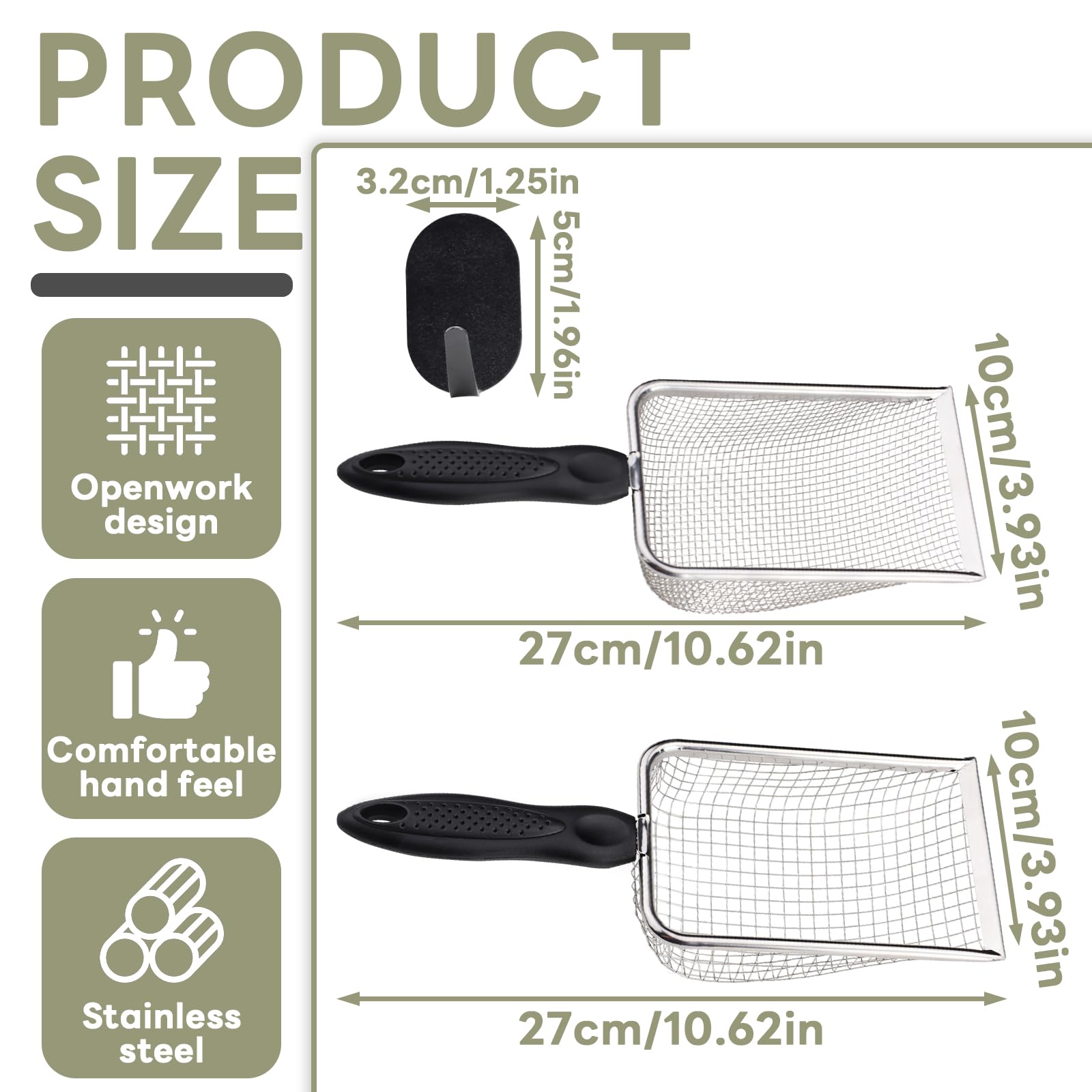 Yitexin Cribas de arenaifter de Acero Inoxidable con manija y 2 Gancho Negro, tamiz para Tierra de Jardin 3,8 mm/5 mm para Rocas Compost Grava Granja Filtro de la Basura del Gato (Plata)