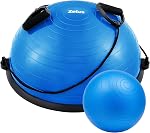 ZELUS Balance Ball Trainer with Resistance Bands & Foot Pump, Inflatable Yoga Ball for Home Gym Workouts, 23 Inch Exercise Half Ball for Balance Training Core Strength Fitness, 330lb Cap