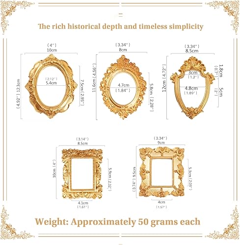 Miniatura 4 de Mini marcos dorados Mini marco Marcos de fotos pequeños Marcos de fotos magnéticos para refrigerador Marcos de fotos vintage Marcos de fotos vintage