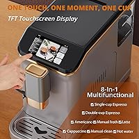 Vista 2 de GarveeLife Máquina de café expreso totalmente automática con espumador de leche integrado y molinillo de café, 15 ajustes de molienda, 20 barras