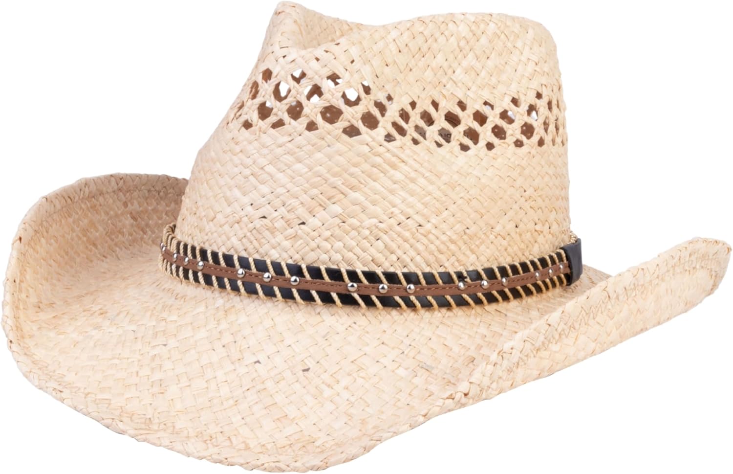 MIX BROWN Straw Cowboy Hats Cowgirl Hat Western Cowboy Hat Rancher Hat for Men Women, Exquisite Decoration Band