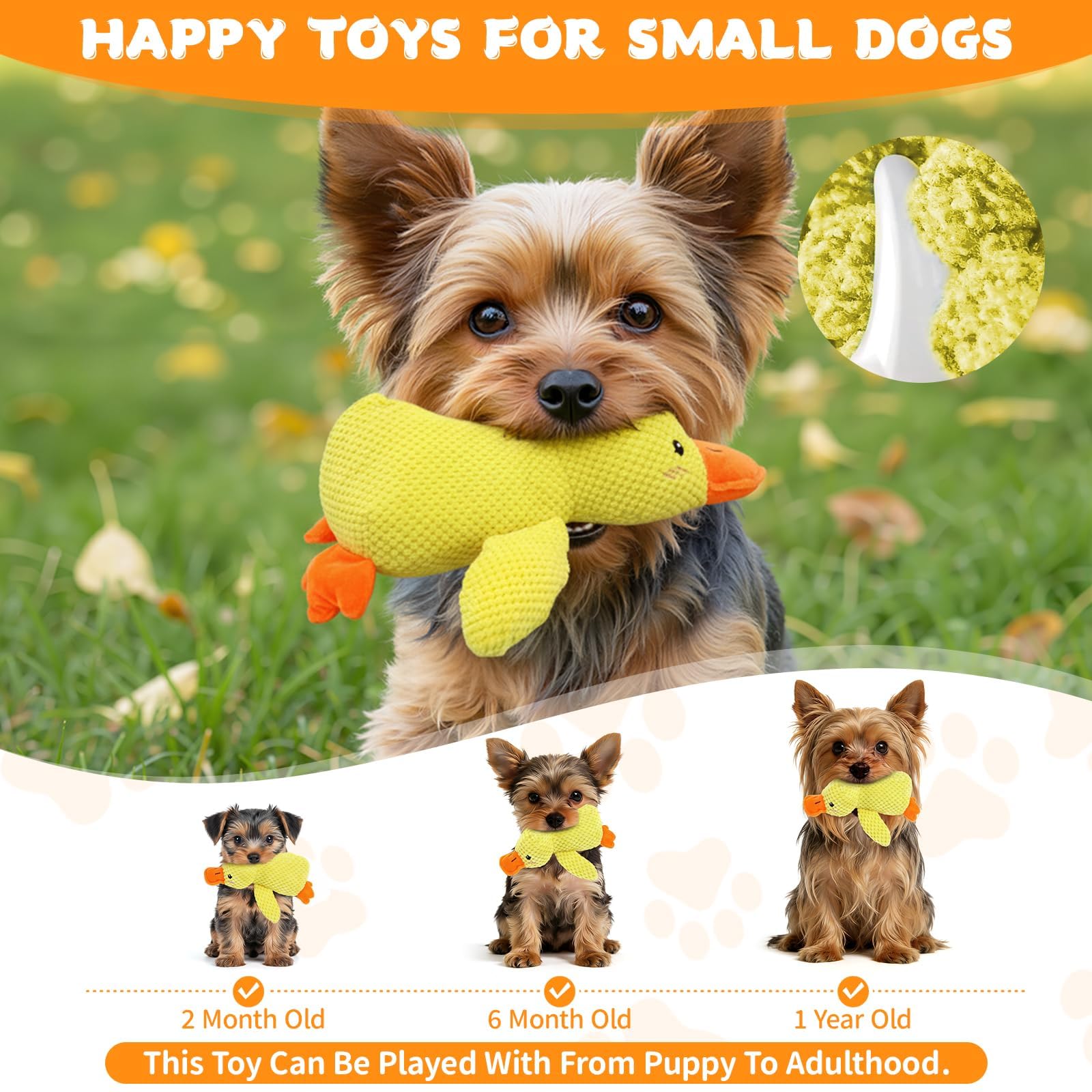 Jouet pour Chien en Peluche Canard Couineur, Jouet Anti-Stress Doux et Résistant pour Chiots et Chiens Petits, Moyens et Grands, 30 cm