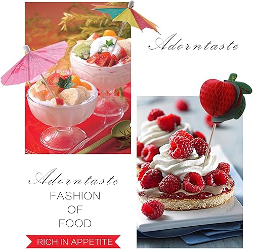 Miniatura 4 de Púas de cóctel de frutas de papel y palillos de dientes de alimentos, brochetas de bambú de 4 pulgadas para bebidas, aperitivos y sándwiches,