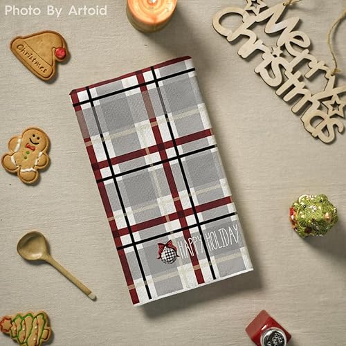 Miniatura 4 de Artoid Mode Juego de 4 toallas de cocina de Navidad con árbol de Navidad, muñeco de nieve, 18 x 26 pulgadas, diseño de pájaro navideño