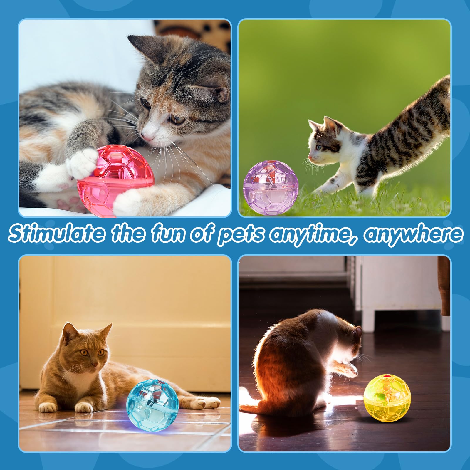 15Pcs Motion Light Up Hunting Cat Ball For Cats Motion Activated Cat Ball With LED Light Pet Interactive Toy Animal Activity Toy For More Cat Pet Family - View #10