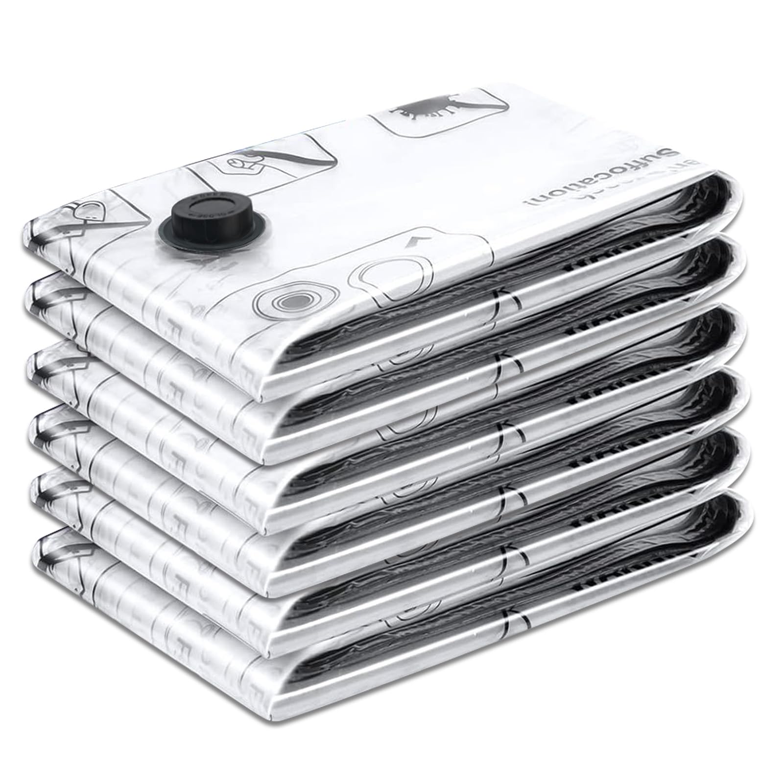 Pack of 6 Vacuum Bags for Clothes (60 x 40 cm) Clothes Storage & Organisation, Vacuum Bags Reusable Vacuum Bags Clothes, for Duvets, Bed Linen, Pillows, Travel Essentials-image-13