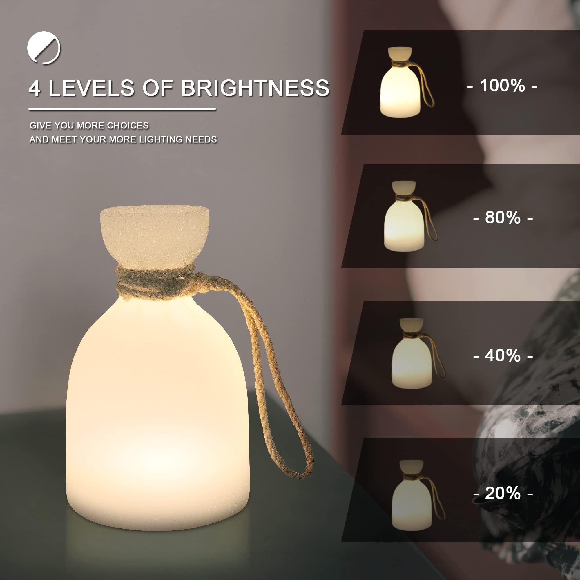 Lampada da Tavolo senza fili 8 colori dimmerabile luce bianca calda lampada senza fili IP54 esterni & interno per giardino, Hotel, ristoranti, camera da letto, USB C [Efficienza energetica A+++]