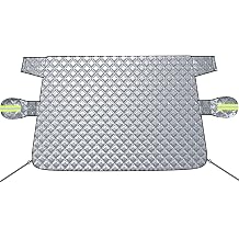 Exterior Windshield Cover for Ice and Snow, Graphene Grid Heavy-Duty Windshield Sun Shade, Car Snow Shield with Mirror Covers, Wiper Area Coverage for Cars, SUVs and Trucks, X-Large