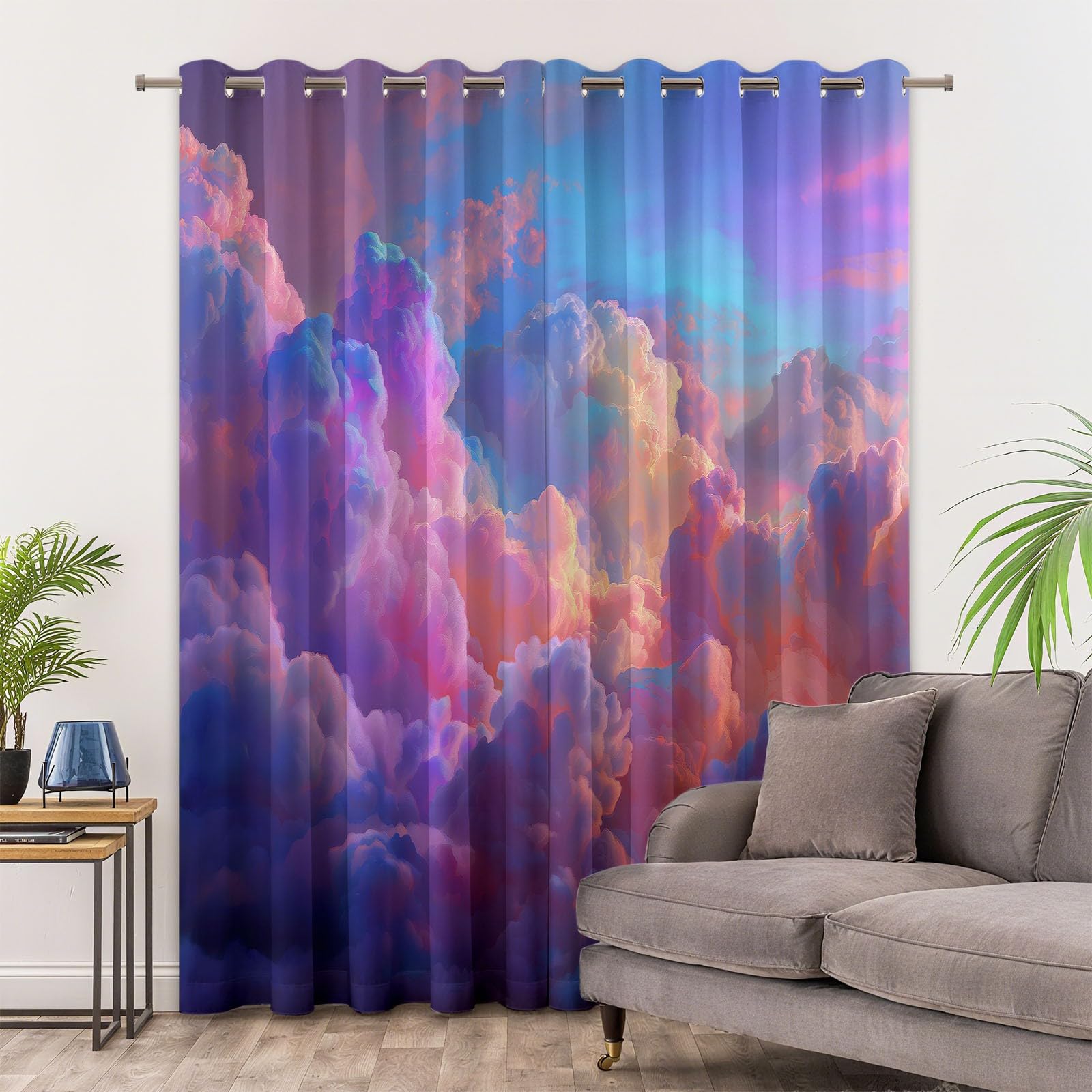 Générique Rideau Occultant Surréalisme Nuages Rêve 92L x 214H cm Rideaux Opaques Isolants Thermiques, Rideaux Imprimés Rose en Polyester, Lot de 2 Rideau pour Salon Chambre Décoration de Fenêtre