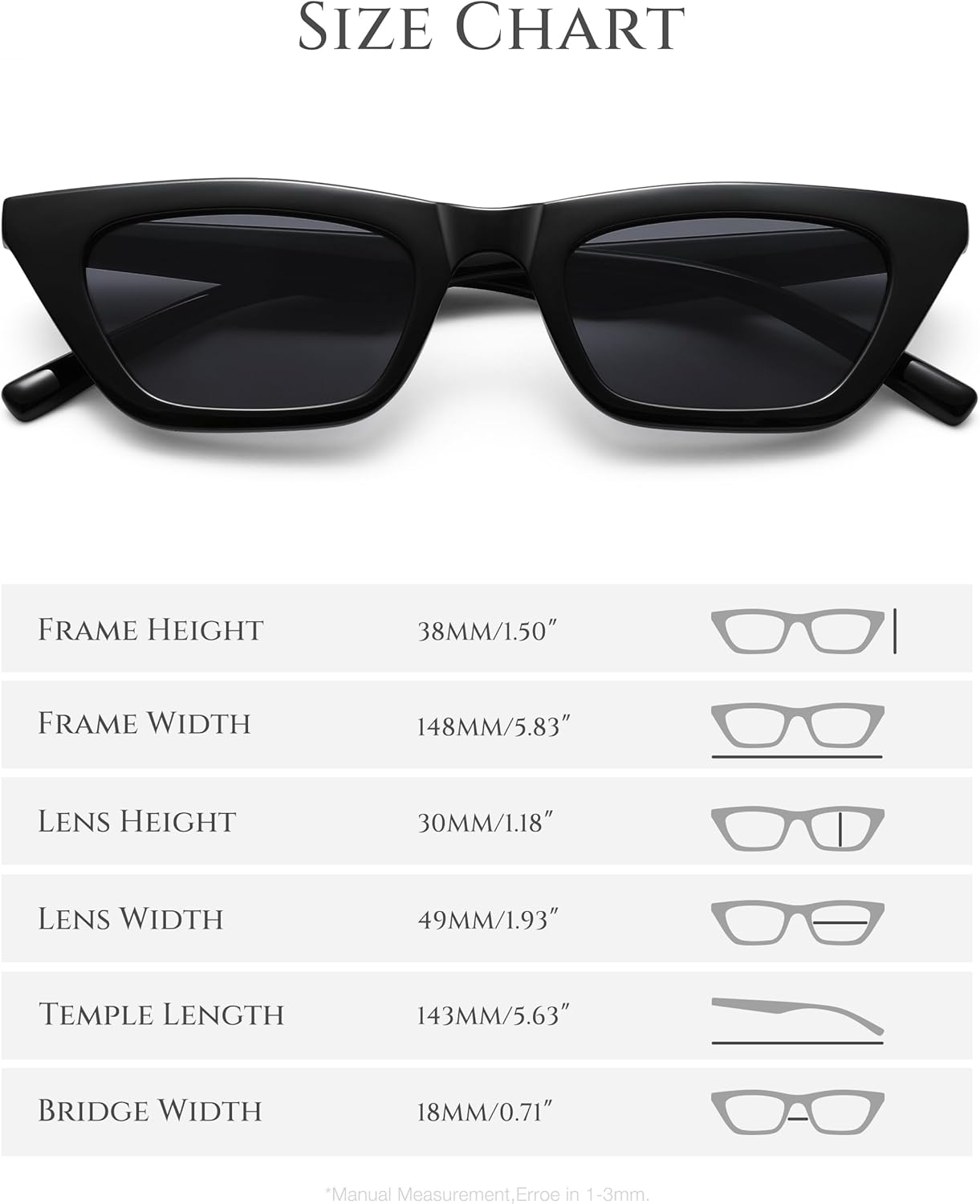 Narrow Square Cat Eye Sunglasses for Women | Retro Vintage-Chic UV400 Driving shades - Image 5