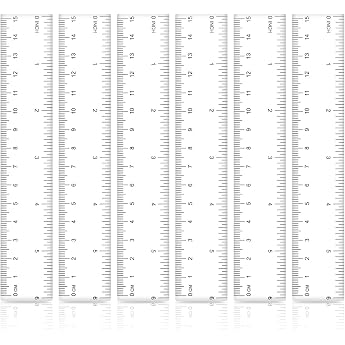 Pack of 6 Plastic Rulers, 15 cm / 6 Inches, Transparent Ruler, Precision Ruler with Metric &amp; Inch Scale Ruler, Measuring Tool