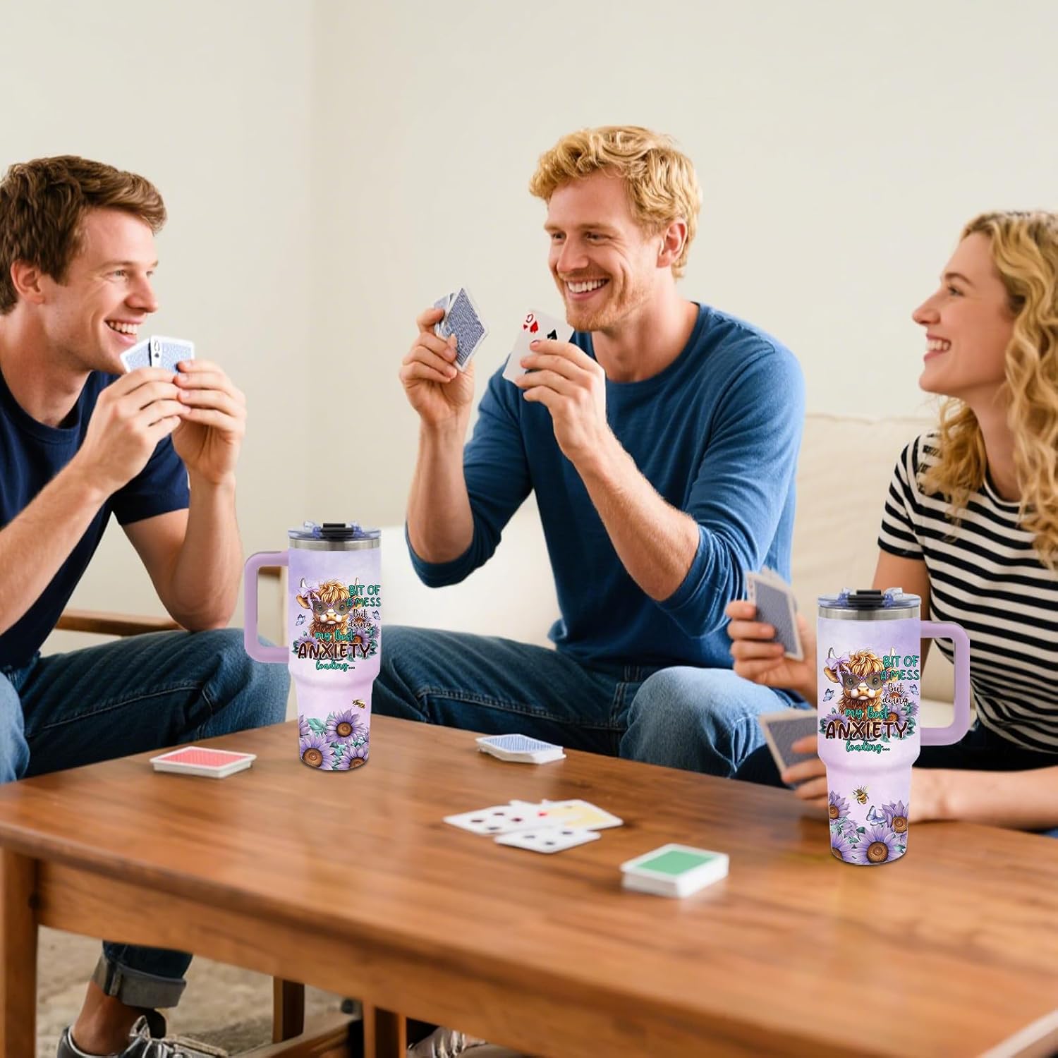 Highland Cow Gifts - Yak Tumbler 40oz with Handle and Straws, Leak-proof, Stainless Steel Insulated Coffee Mugs for Western Farm Lovers Cups, Purple Highland Cows Drinking Water Bottle - Image 8