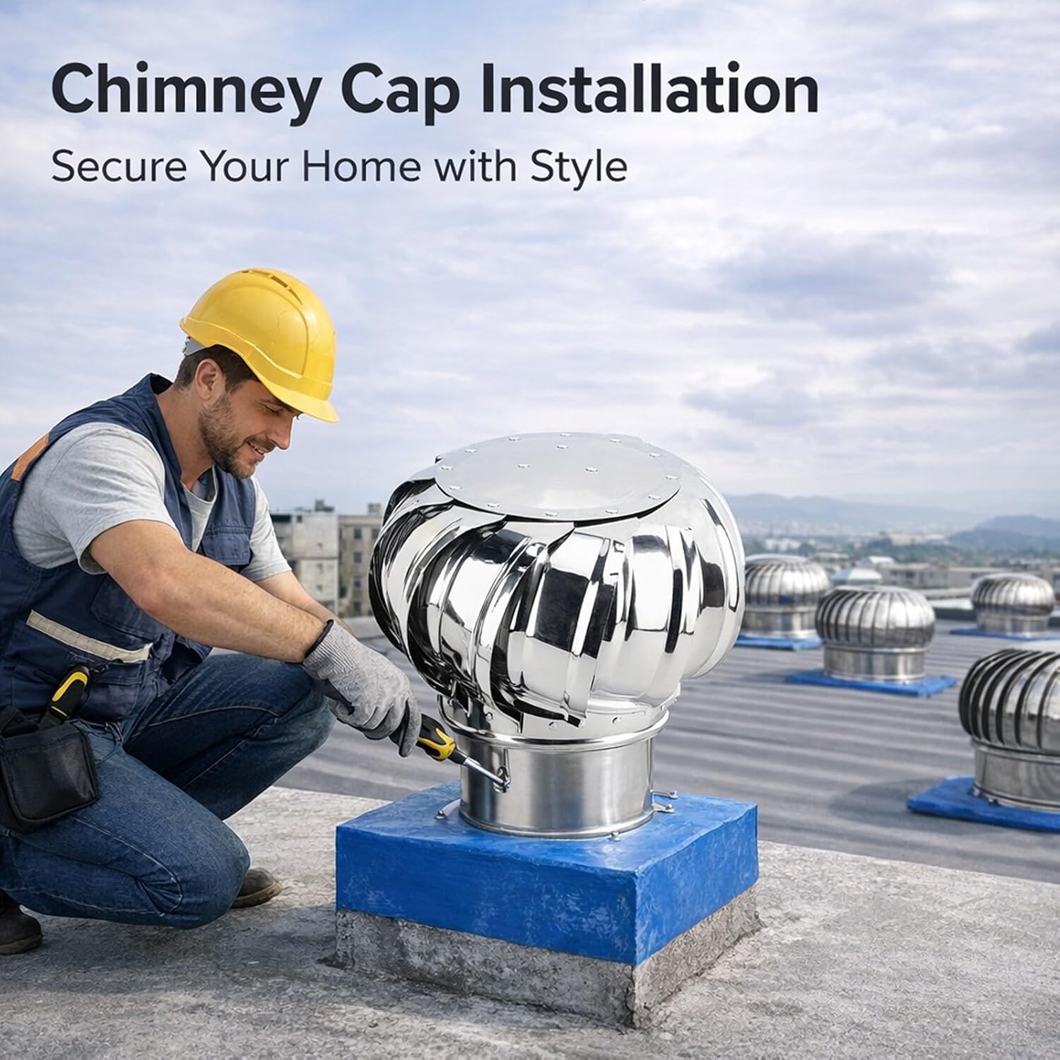 6in Stainless Steel Chimney Cap, Rotating Chimney Cowl for Roof Venting - Rainproof, Animal Proof, Easy Installation, Enhances Combustion Efficiency for Home Fireplace (15cm / 5.9in)
