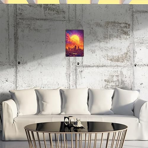 Miniatura 4 de Cartel de metal de Kansas City de Estados Unidos, diseño vintage de paisaje de ciudad, carteles de estaño retro para hombre, cueva, bar, garaje,