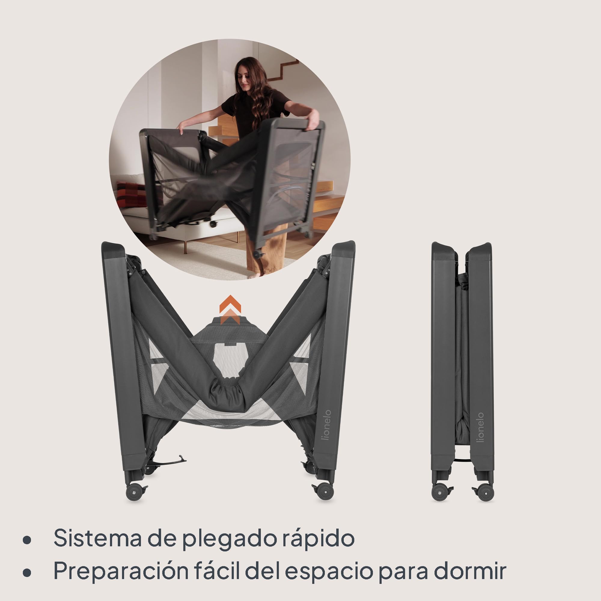 lionelo Patty Cuna De Viaje 5 En 1, Cuna De Viaje Bebe Colecho, Cuna De Bebe con Colchón De Espuma, Parque Cuna Plegable con Bolsa Y Ruedas, para Bebés Desde Nacimiento hasta 15 Kg