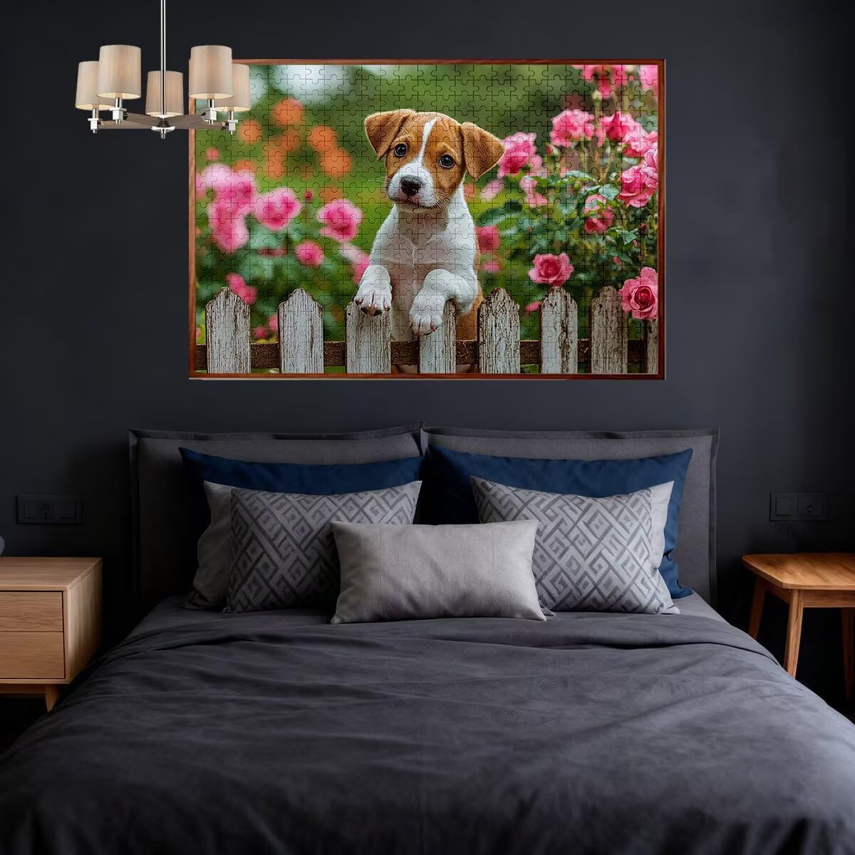 Puzzle dla dorosłych, 1000 róż, 1000 sztuk, dla dorosłych, drewniane gry logiczne z psami, klasyczna edukacyjna, wymagająca gra dla całej rodziny, dekompresja, prezenty dekoracyjne 75 x 50 cm H-14