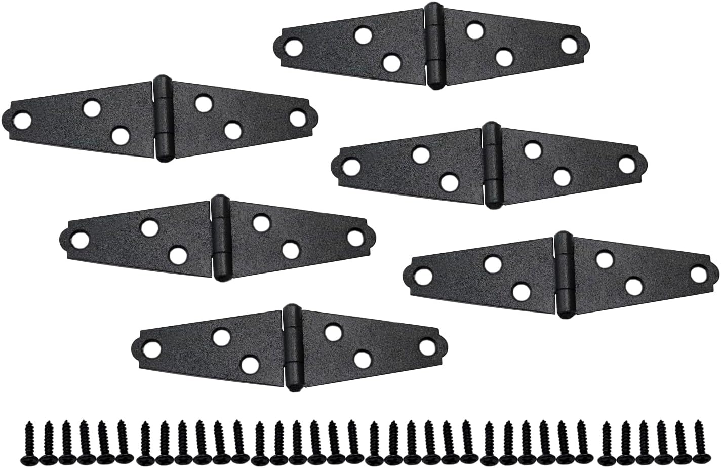 QCAALight Strap Hinge, Steel, 2-Layered Powder Coated, 2", Elegant Frosted Matte Black, 6 Pack, Made in Taiwan