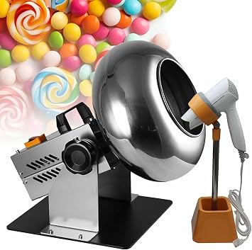 Commercial Sugar Coating Machine with Handle,Adjustable Angle Sugar Coating Pan with Blower & Stand