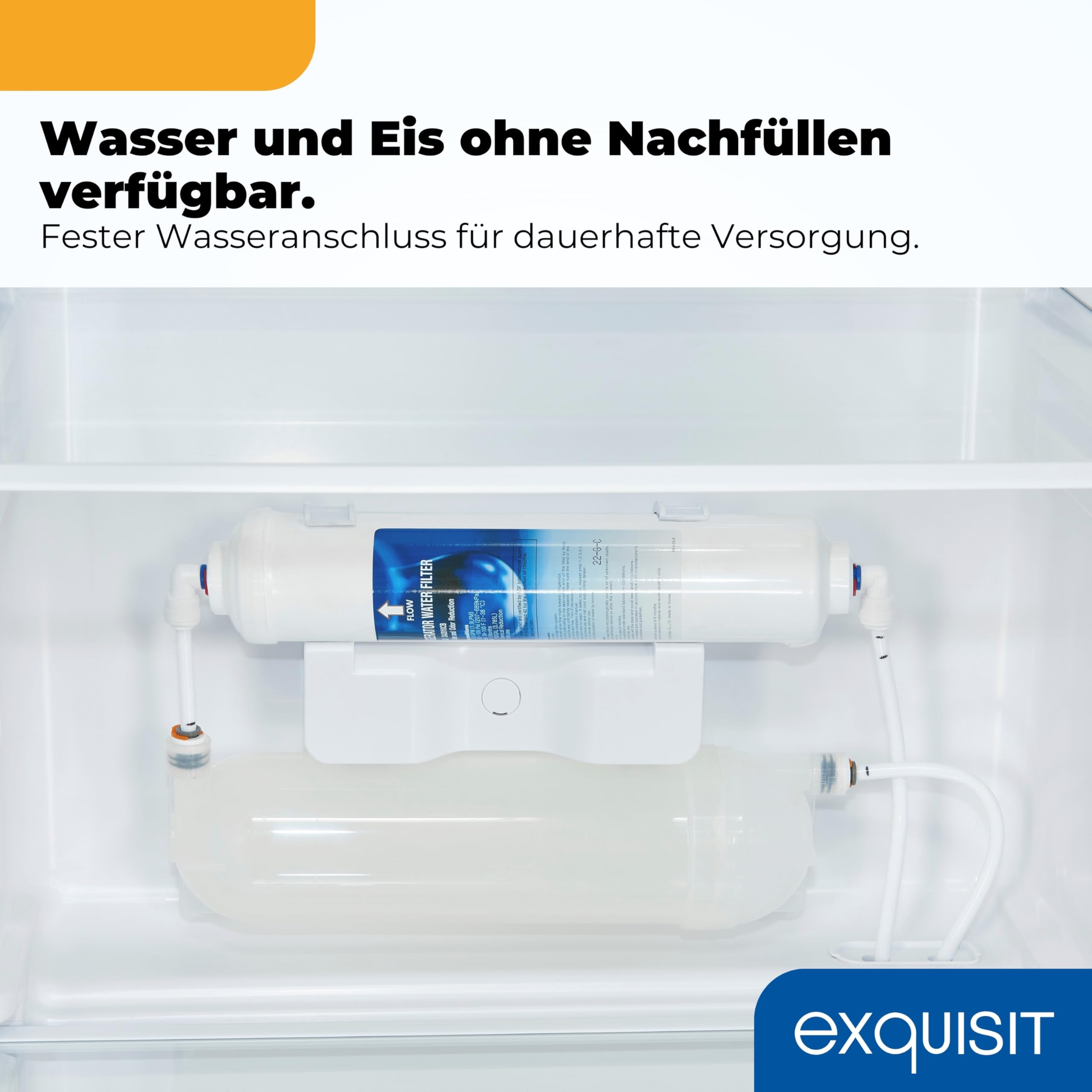Exquisit Side-by-Side Kühlschrank 513 l, No Frost, Wasserspender | Ice-Maker, Energieklasse E, 39 dB, Inox-Look – 177,5 x 91,0 x 66,0 cm, wechselbarer Türanschlag