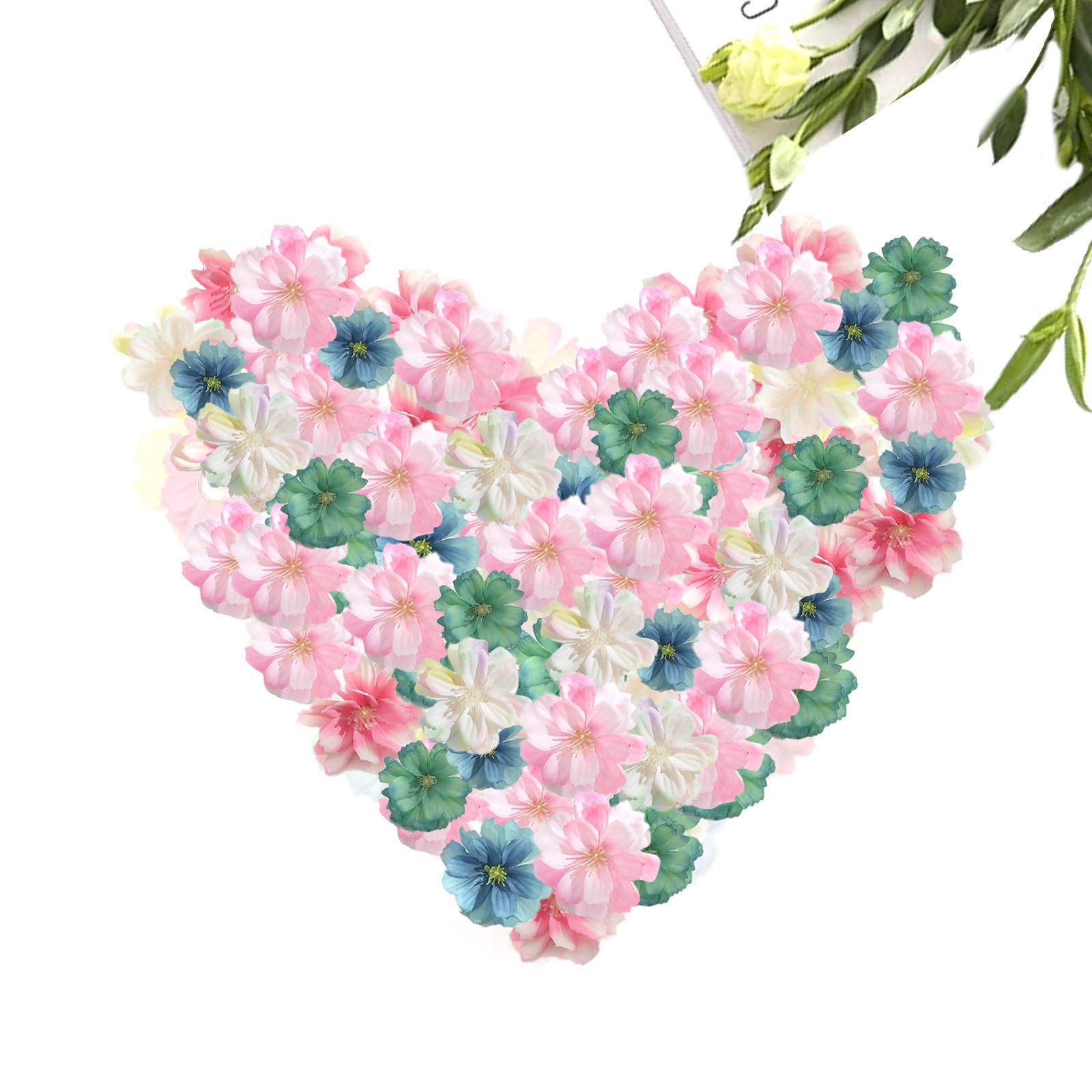 BSITSSS 60PCS Artificial Flower Heads, Mini Flower Heads Decoration, Silk Flowers for Crafts, Craft Flowers for DIY Wedding Party Hair Accessory Scrapbooking Home Decor