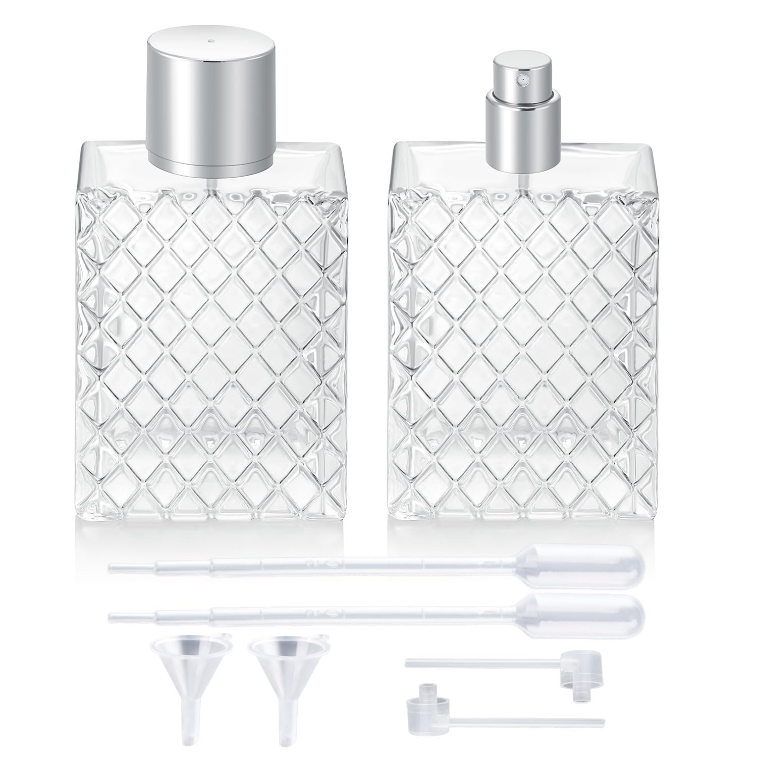 2Pcs 100ml 3.4 oz Refillable Spray Perfume Bottles large cosmetic Fine Mist Atomizer Empty Portabe Clear Glass Essential Oil Container for Travel-image-7