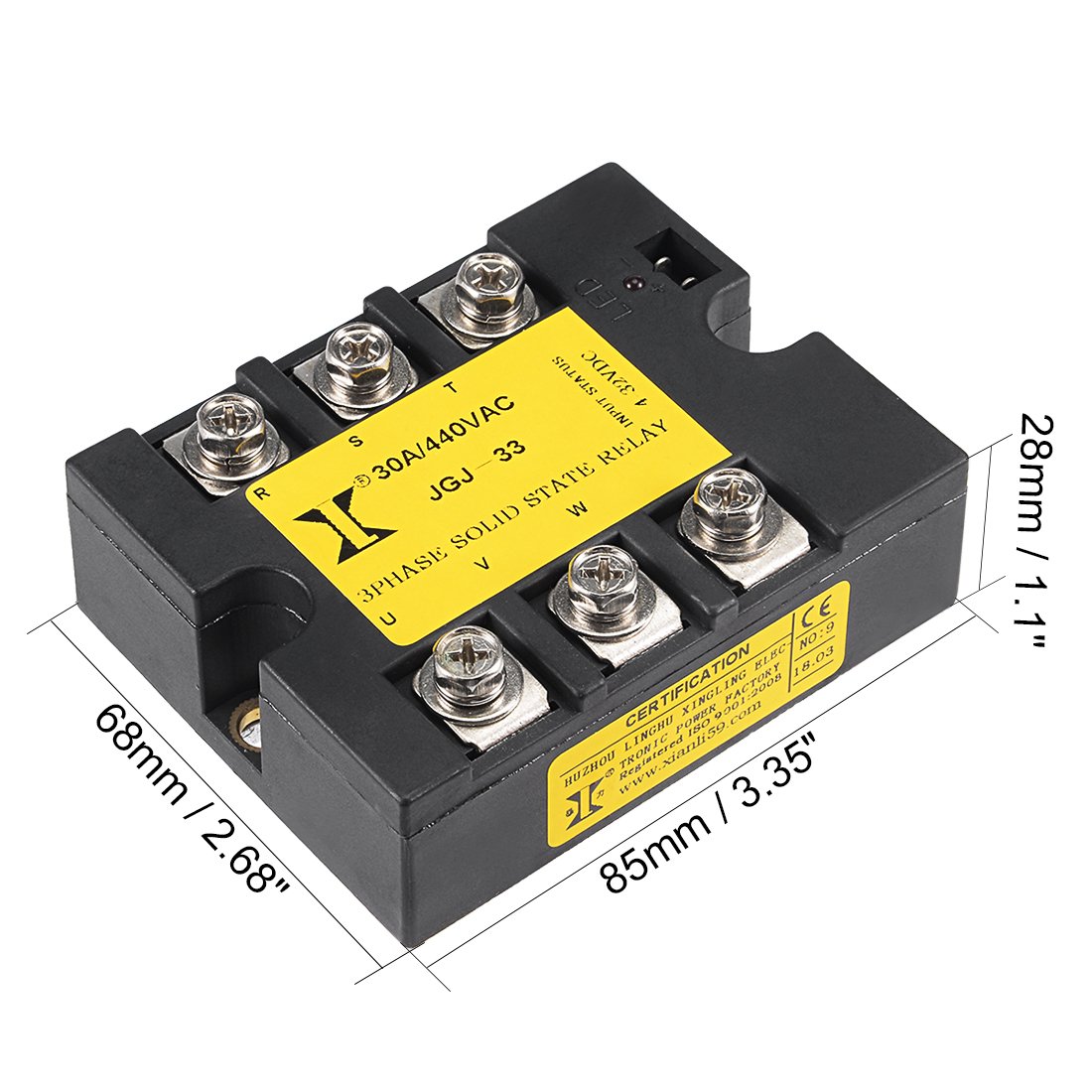 Ruilogod JGJ33 DC 4-32V à AC 440V 30A Module de relais d'état solide à trois phases DC à AC