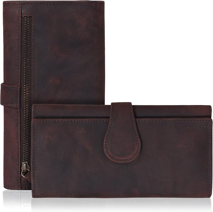 Women's Real Leather Trifold Wallet With RFID Blocking - Card Holder With ID Window, Purple, Compact Design - View #11