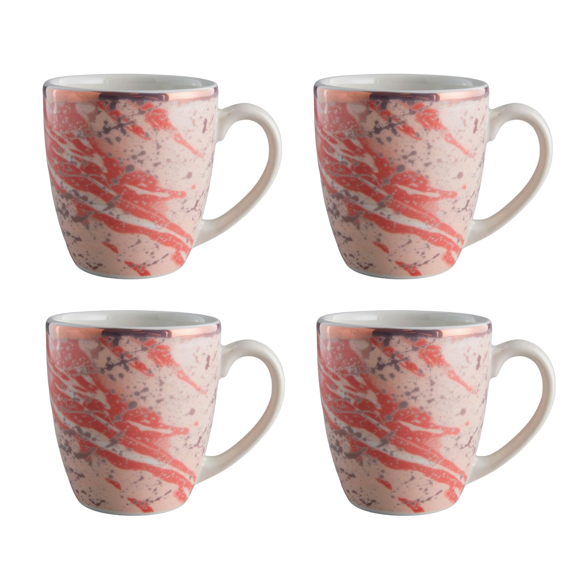 Corona Mugs set of 4 | Perfect for Coffee and Tea Lovers | Amani 12.8 Oz - 380cc | Cerámica | Rose Gold Decor