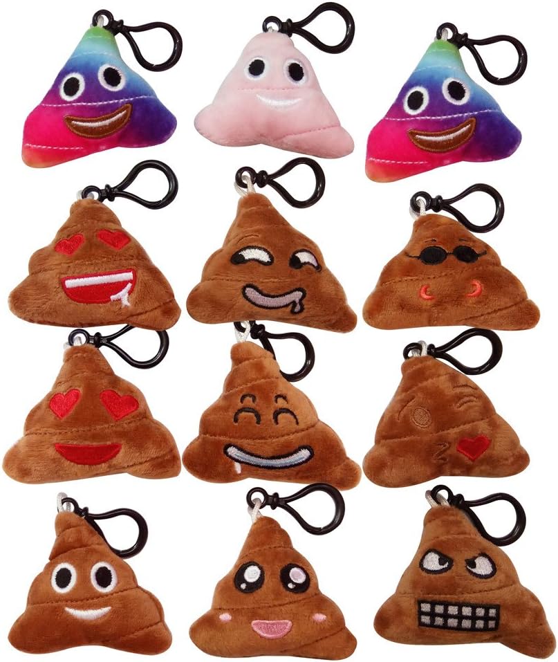 Emoji Toy Plush Keychain 2 inch（12 Pack）