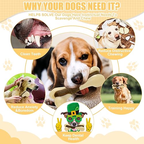 Vista 26 de Sosation Juguetes para perros con forma de huesos para masticadores agresivos, paquete de 2 juguetes para masticar para cachorros, de nailon, sabor