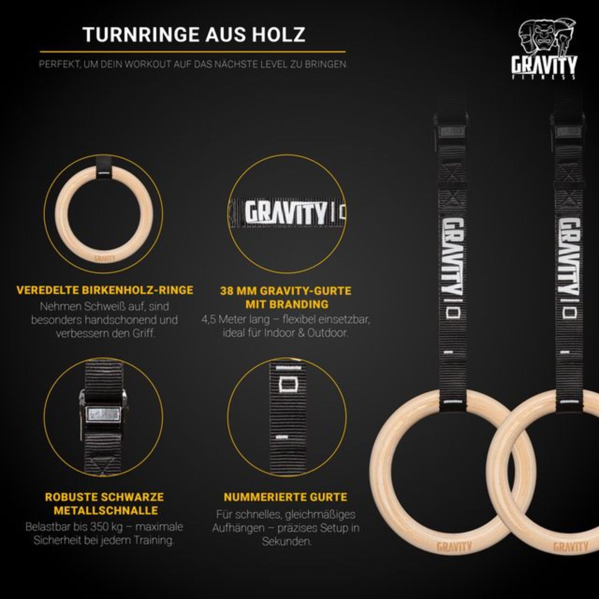 Gravity Fitness Holz-Gymnastikringe