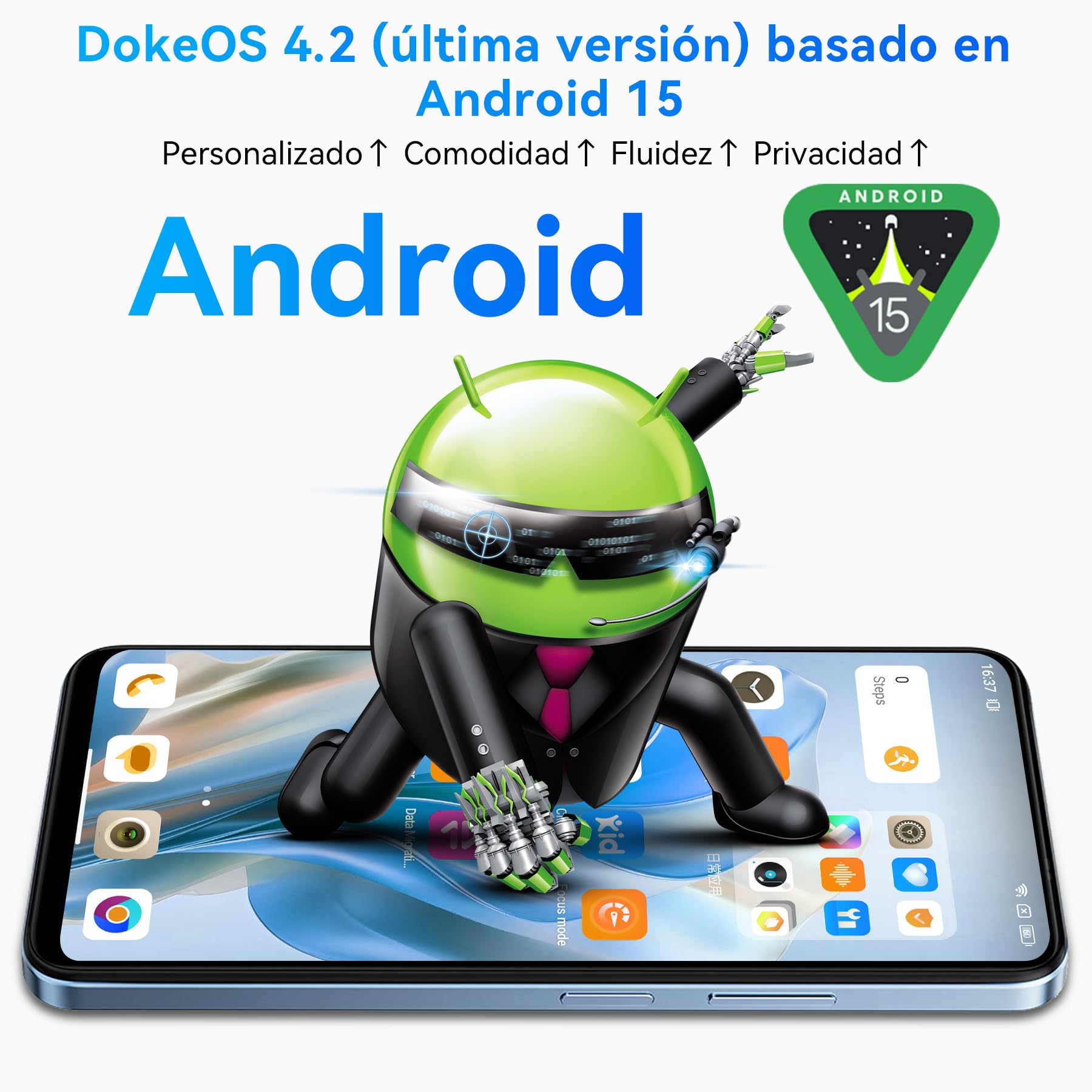 Blackview Wave 9C Smartphone Android 15 con Funda de Teléfono, Moviles Baratos 12GB+64GB/2TB TF, Telefonos Moviles IP54 6,56", Telefono Octa-Core, Dual SIM, 13+8MP, Face ID, Fingerprint, OTG, GPS