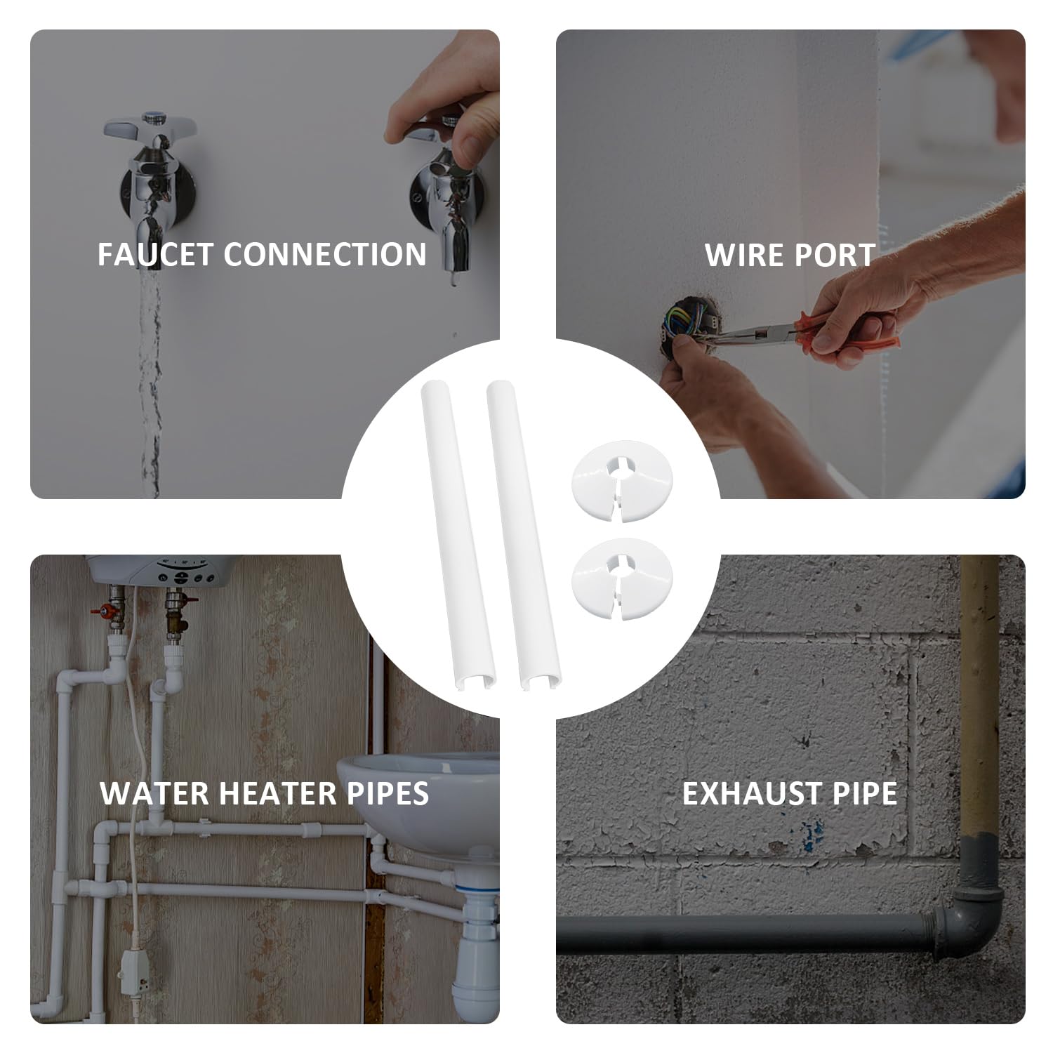 2 Pièces Couvercles De Tuyaux De Radiateur + Colliers De