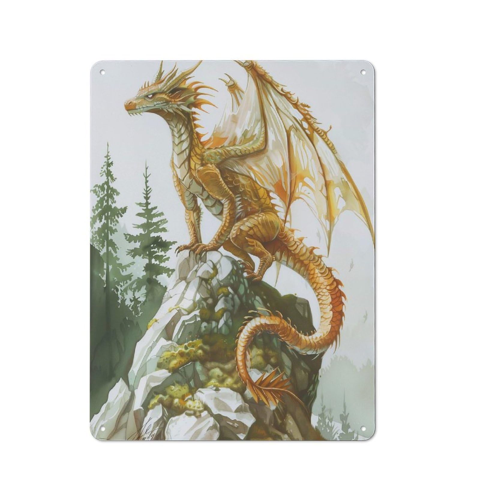Junmoney Mystical Full Body Dragon Printed Metal Sign 40X30cm For Café Or Restaurant, New-Space Wall Decor For Café Owners And Decorators