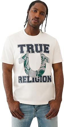 True Religion Mens Applique Terry Tee Short Sleeve Crewneck Casual T-Shirt