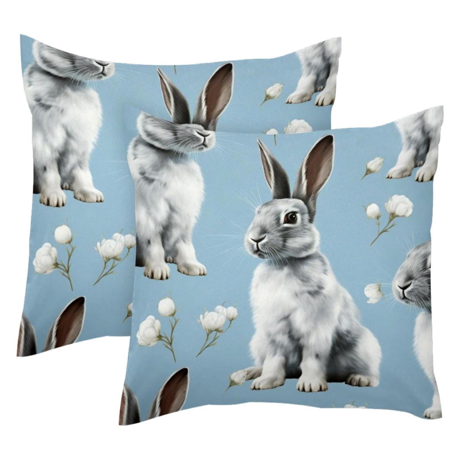 Housses de coussin motif lapin en velours doux pour déco de salon chaleureuse