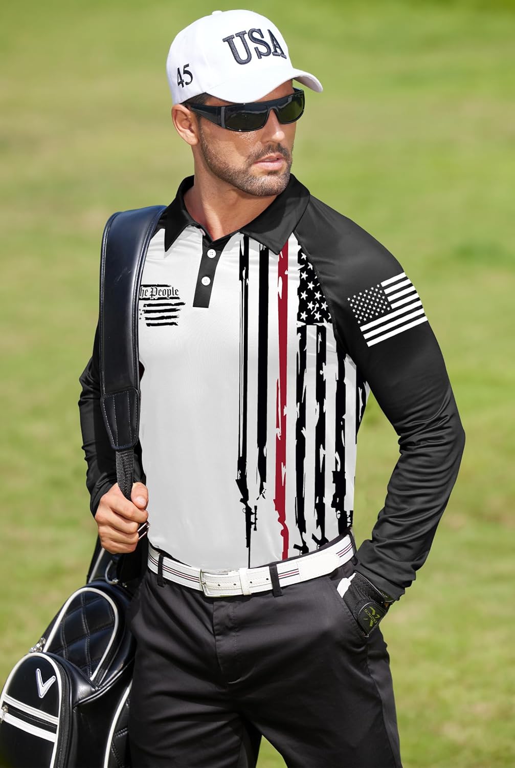 Mainfini Men's Long Sleeve 1776 Golf Shirt USA Flag Graphic Button Polo Shirt (S-3XL) - Image 4