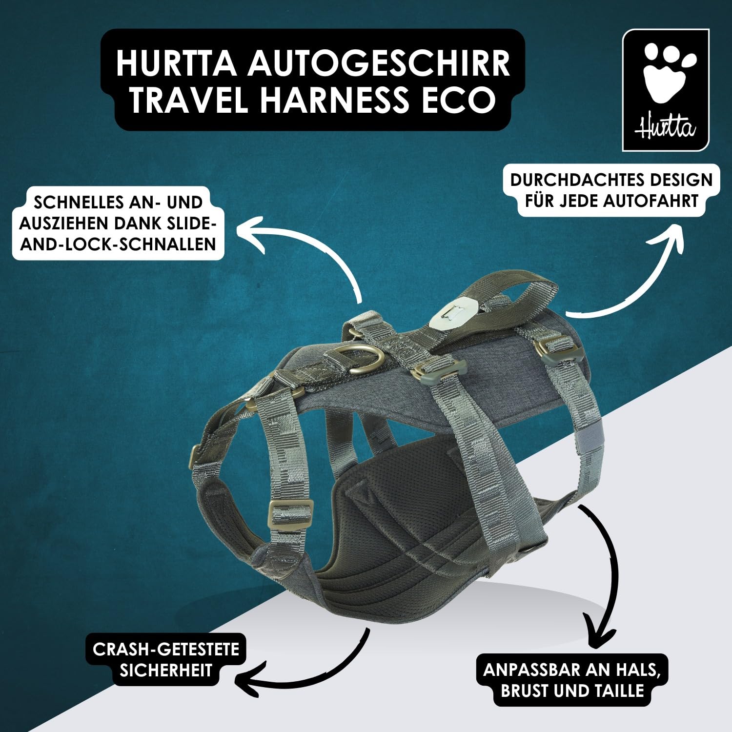 Hurtta Reise-Hundegeschirr ECO (10-20 kg, BlackBerry)