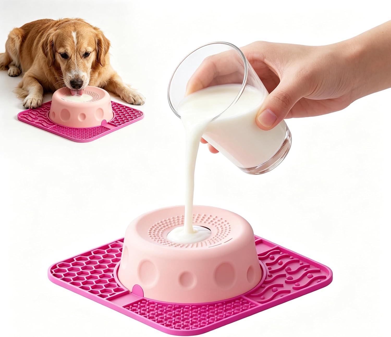 Slow Feeder Dog Bowls with Rolling Ball & Lick Mat for Dogs and Cats